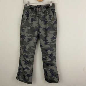 ARCTIX Youth Snow Pants Green Camo Pockets Lined Legs Elastic Hems Med